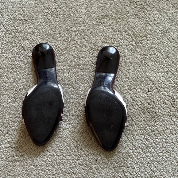 Zara Brown and White Cow Print Slide Mules - Picture 3 of 7